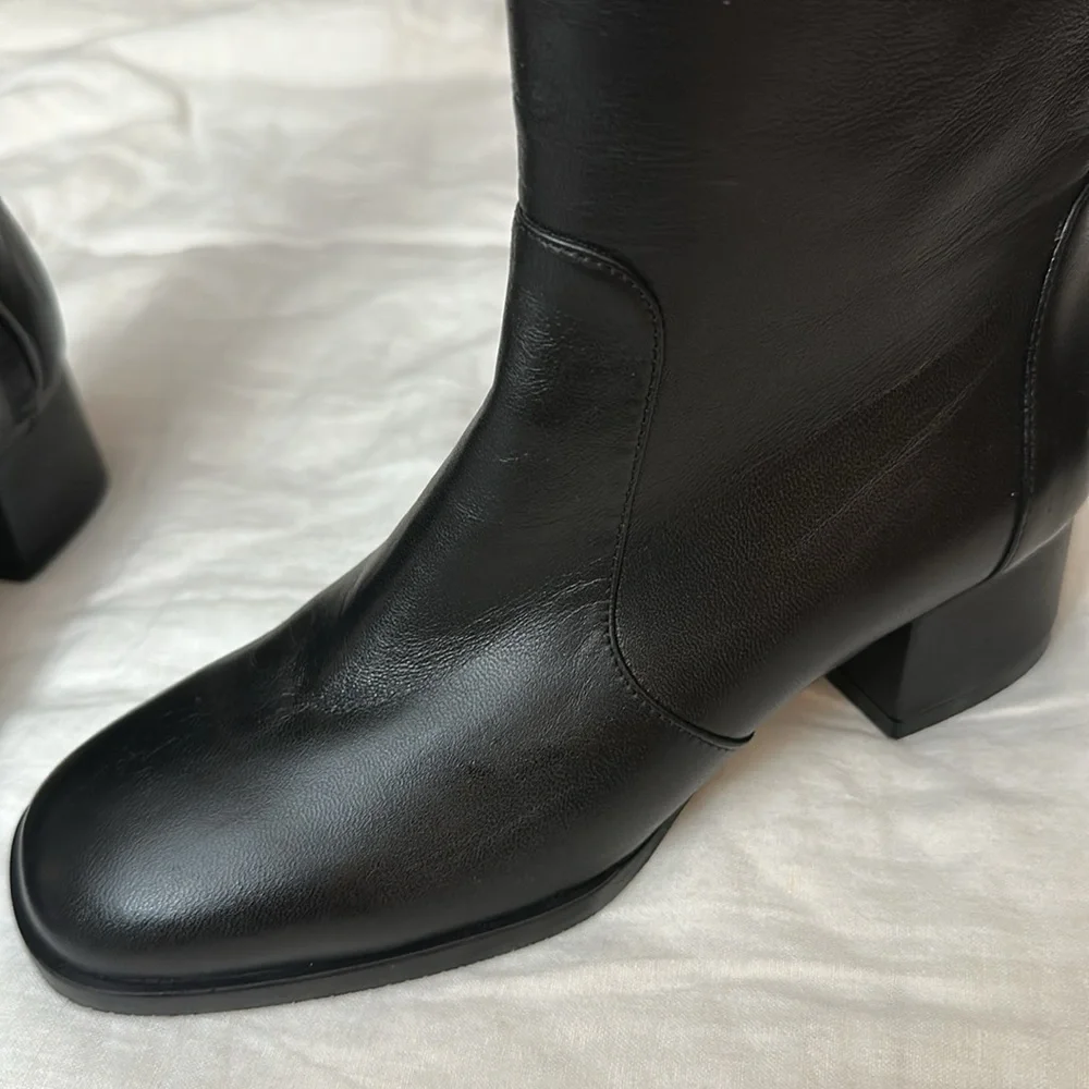 Elegant Stewart Weitzman Black Leather Ankle Boots with Inner Side Zipper NWOT - Picture 12 of 15